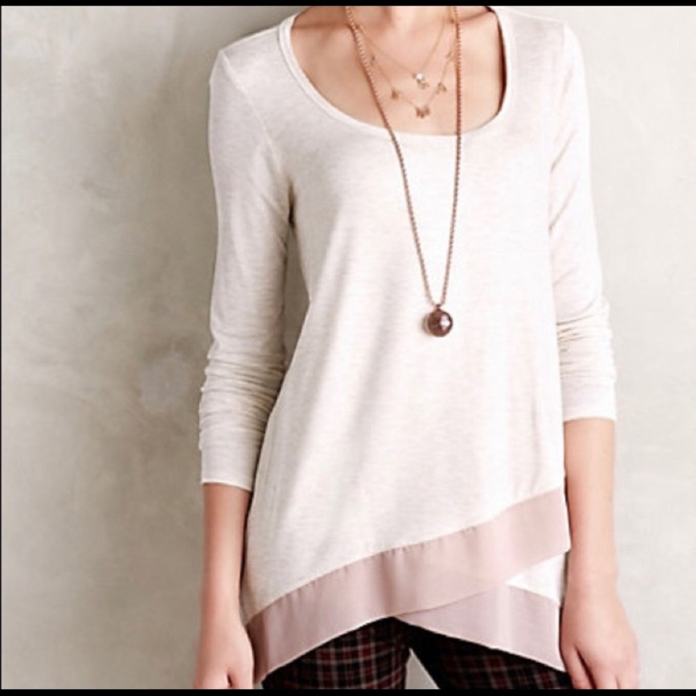 Anthro pink and black asymmetrical pullover